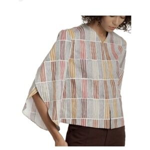 WHERE MOUNTAINS MEET Sariska Print Jess Blouse Kimono V Neck Cropped Small